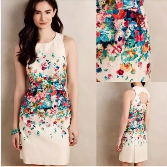 MAEVE TEA GARDEN FLORAL PARTY DRESS - SIZE 4P Anthropologie - Picture 1 of 5